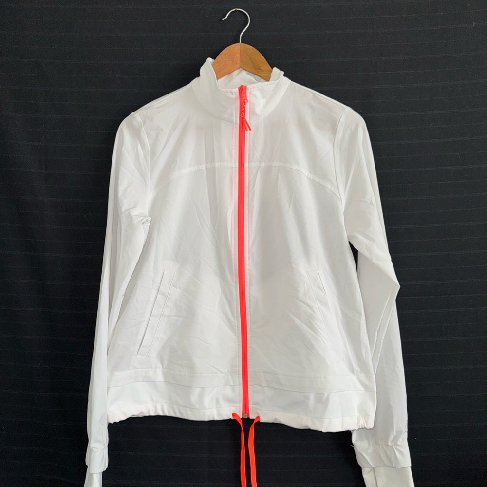 T by Talbots white full zip mock neck jacket XS Lightweight vented back stretch